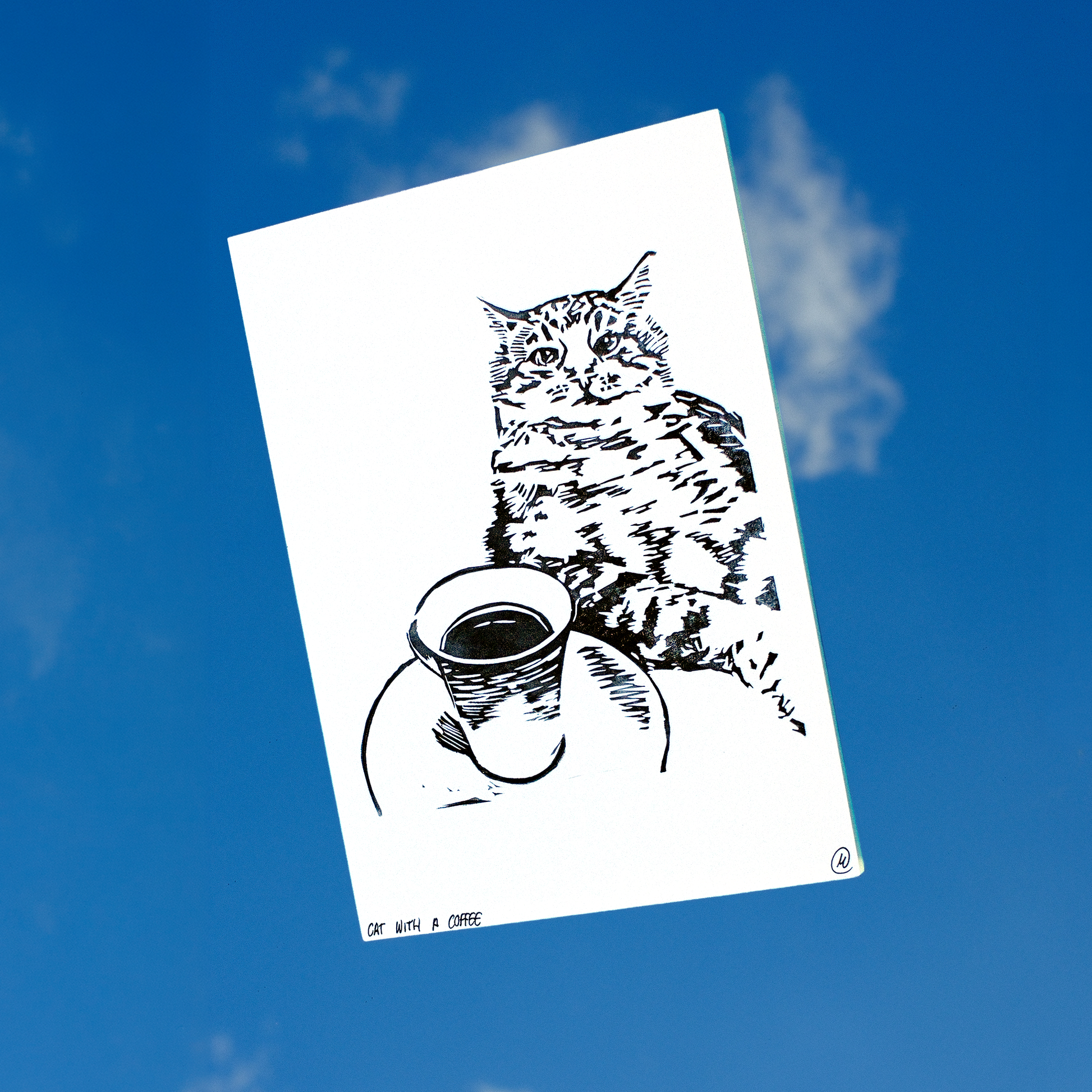 Cat With A Coffee Print
